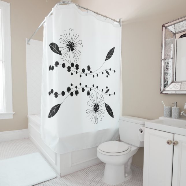 Flowing Black and White Floral Design (In Situ)