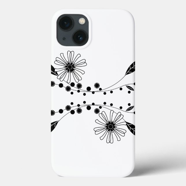 Flowing Black and White Floral Design Case-Mate iPhone Case (Back)