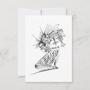 Flowing Black White Abstract Tribal Tattoo Art Thank You Card