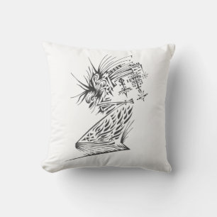 Flowing Black White Abstract Tribal Tattoo Art Throw Pillow