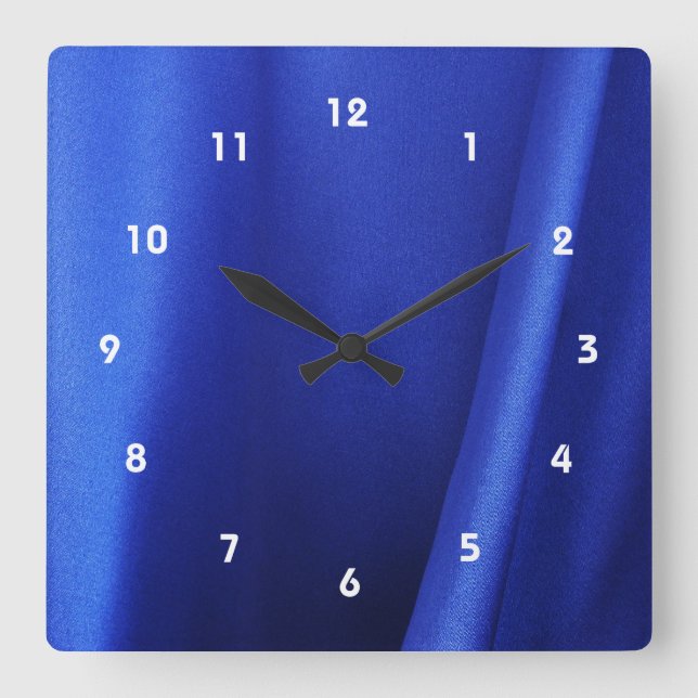 Flowing Blue Silk Fabric Abstract Square Wall Clock (Front)
