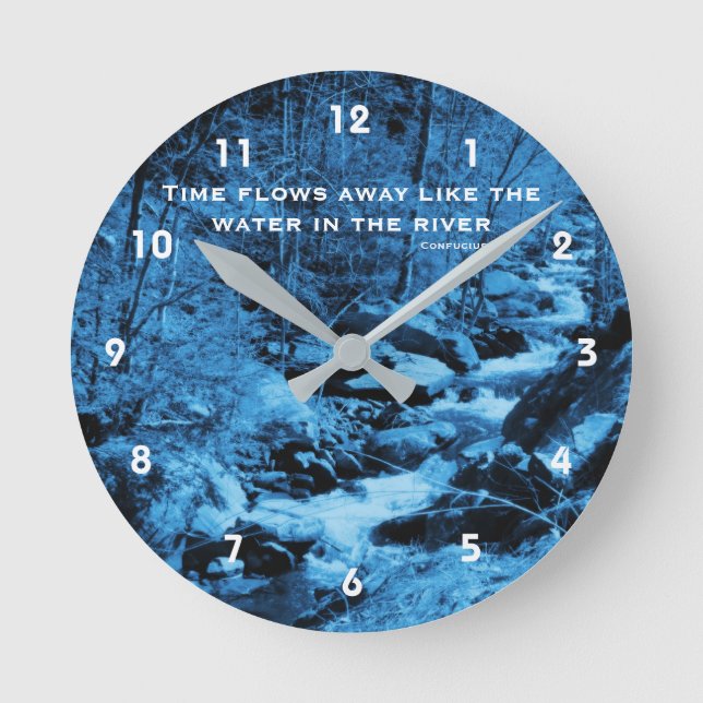 Flowing Brook Time Confucius Inspirational Quote  Round Clock (Front)
