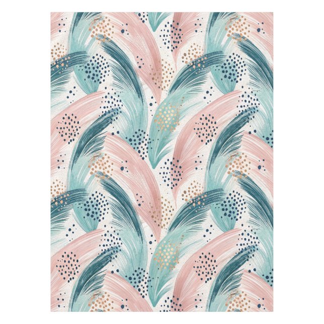 Flowing Brushstroke & Gold Dot Abstract Pattern Tablecloth (Front)