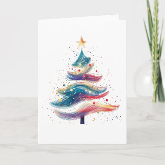 Flowing Christmas Tree Abstract Wave Holiday Card