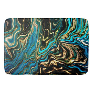 Flowing Colors Marble Gold Aqua Bath Mat