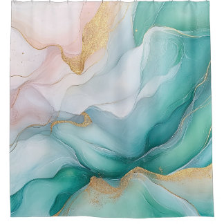 Flowing Emerald and Gold Marble