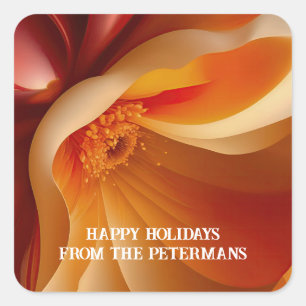 Flowing Floral in Red Square Sticker