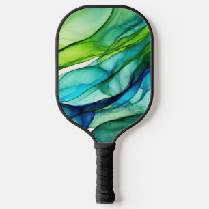 Flowing forms in green and blues Pickleball Paddle