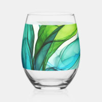 Flowing forms in green and blues