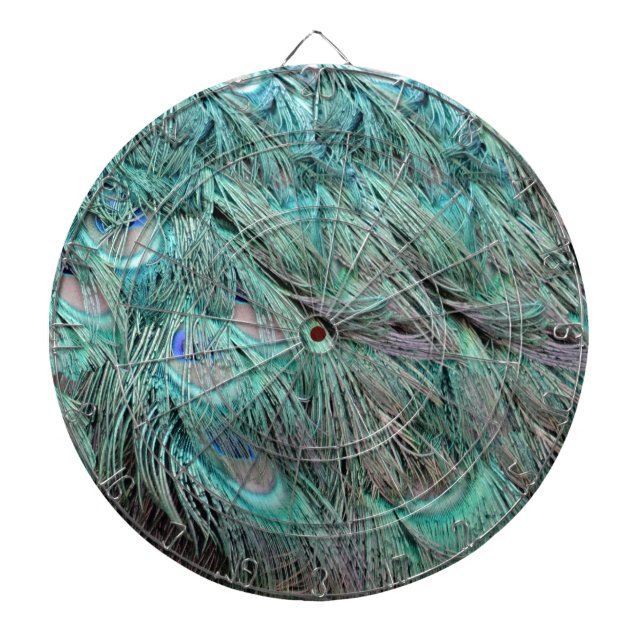Flowing Green Feathers Hidden Blue Eyes Dartboard (Front)