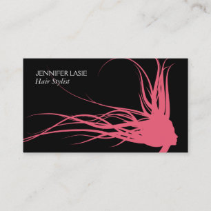 Flowing Hair (blush pink) black background Business Card