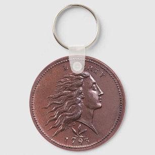 Flowing Hair Large Cent Keychain