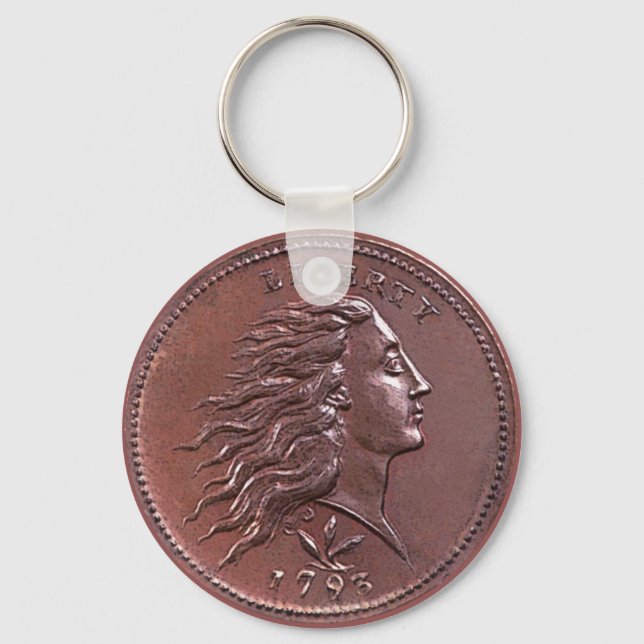 Flowing Hair Large Cent Keychain (Front)