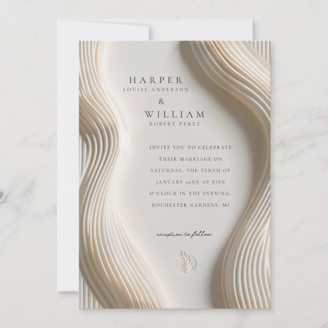 Flowing Ivory wedding Invitation (Front)