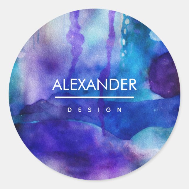  Flowing Light | Abstract Watercolor   Classic Round Sticker (Front)
