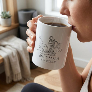 Flowing Line Art Meditating Figure Yoga Large Coffee Mug
