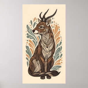 flowing lines and patterns decorative antelope poster