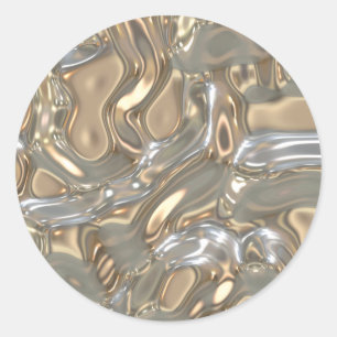 Flowing Liquid Gold and Silver Classic Round Sticker