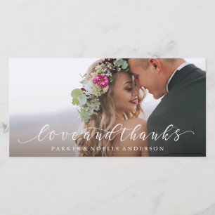 Flowing Love and Thanks Wedding Photo Card