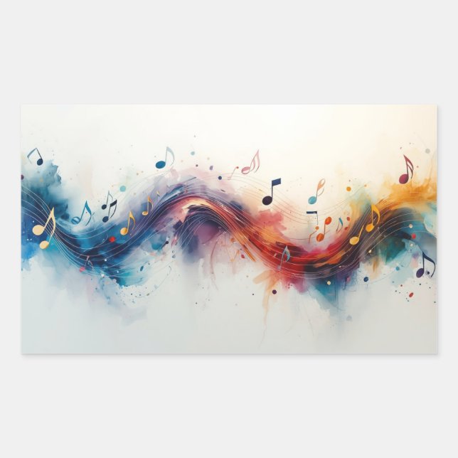 Flowing Musical Notes Art Wallpapers & Backgrounds Sticker (Front)