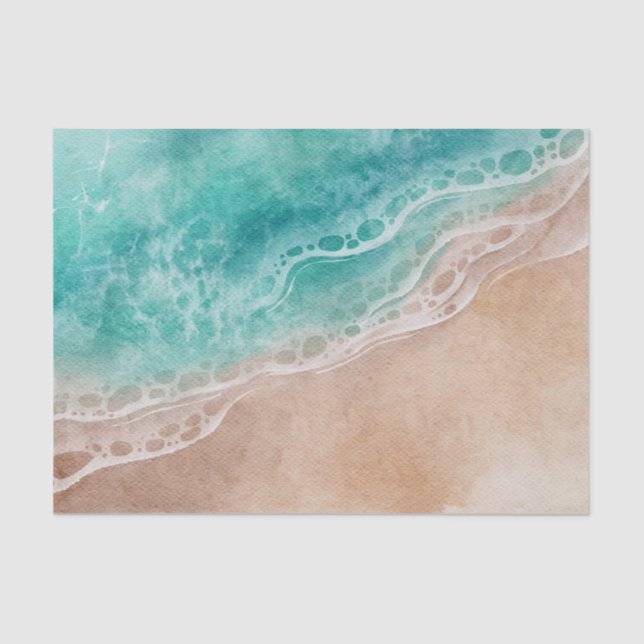 Flowing Ocean Tide Beach Decoupage Tissue Paper (Front)