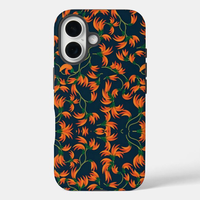  Flowing Orange Floral Pattern Case-Mate iPhone Case (Back)