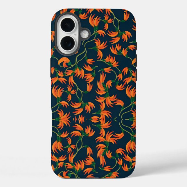  Flowing Orange Floral Pattern Case-Mate iPhone Case (Back)