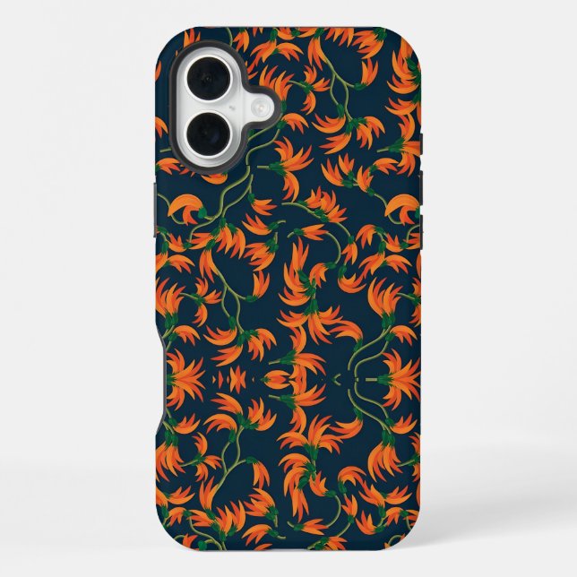  Flowing Orange Floral Pattern iPhone Case (Back)