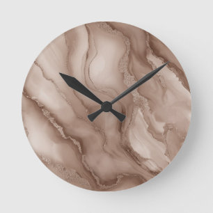 Flowing Pattern of Marble in Earthy Colors Round Clock