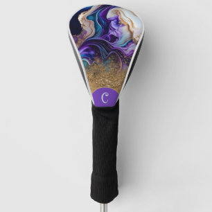 Flowing Purple Blue & Gold Personalized Golf Head Cover