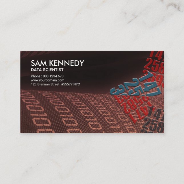 Flowing Red Web Data Information Data Scientist Business Card (Front)