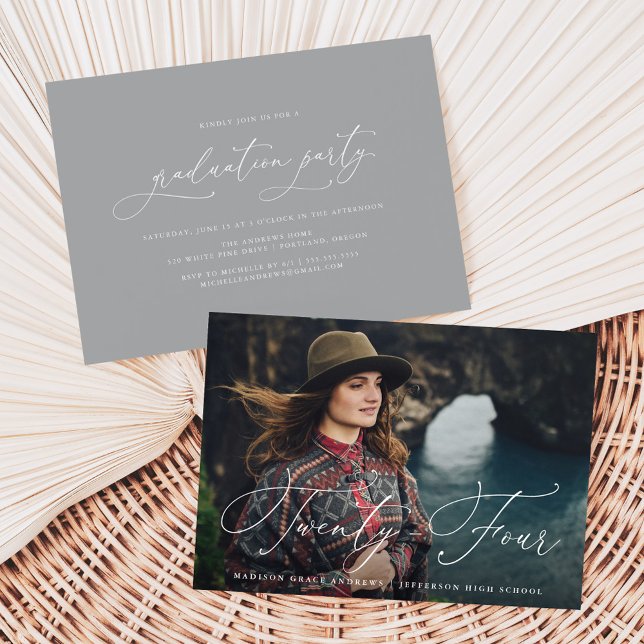 Flowing Script Twenty-Two Graduation Party Invitation (Creator Uploaded)