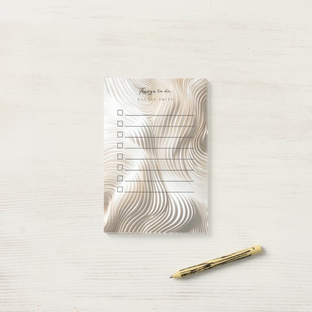 Flowing sculpted ivory to do list post-it notes (On Desk)