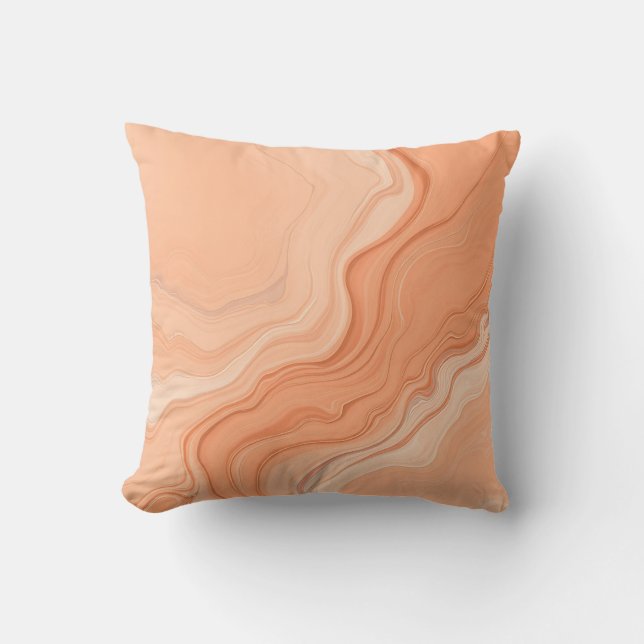 Flowing Shapes in Soft Peach Abstract Throw Pillow (Front)
