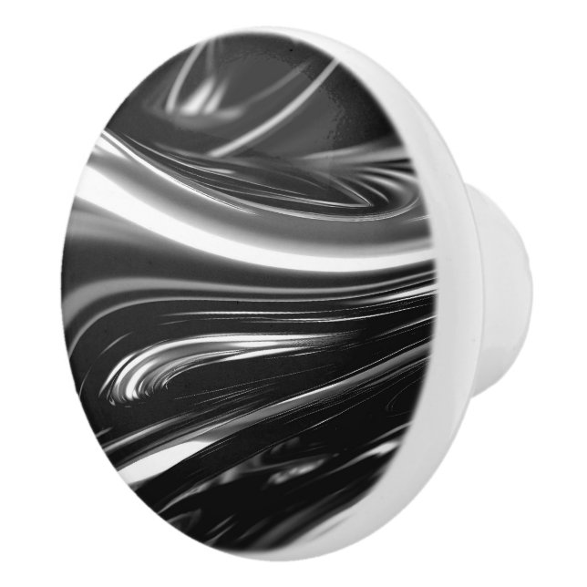 Flowing Silver Metal  Ceramic Knob (Right)