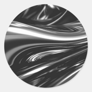 Flowing Silver Metal  Classic Round Sticker