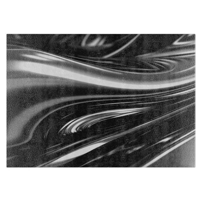 Flowing Silver Metal Glass Cutting Board (Front)