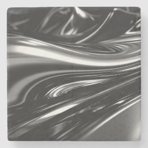 Flowing Silver Metal Stone Coaster
