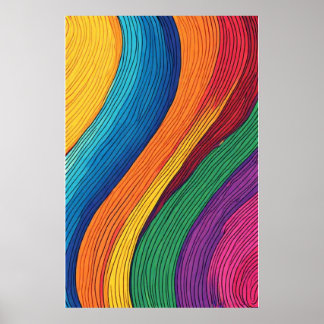 Flowing Spectrum: A Vibrant Abstract Rainbow Poster