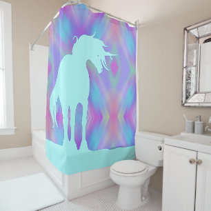 Flowing Unicorn Silhouette (blue soft geometric)
