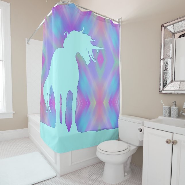 Flowing Unicorn Silhouette (blue soft geometric) (In Situ)