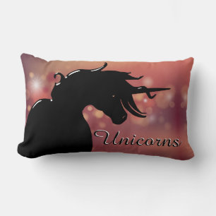 Flowing Unicorn Silhouette (maroon stars) Lumbar Pillow