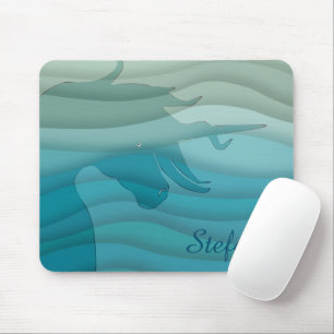 Flowing Unicorn Silhouette (wavy) Mouse Pad