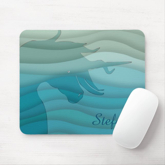 Flowing Unicorn Silhouette (wavy) Mouse Pad (With Mouse)