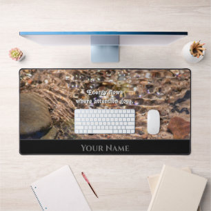 Flowing water motivational quote positive mindset desk mat