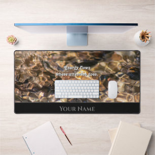 Flowing water motivational quote positive mindset desk mat
