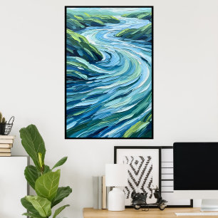 Flowing Water Movement Art Poster