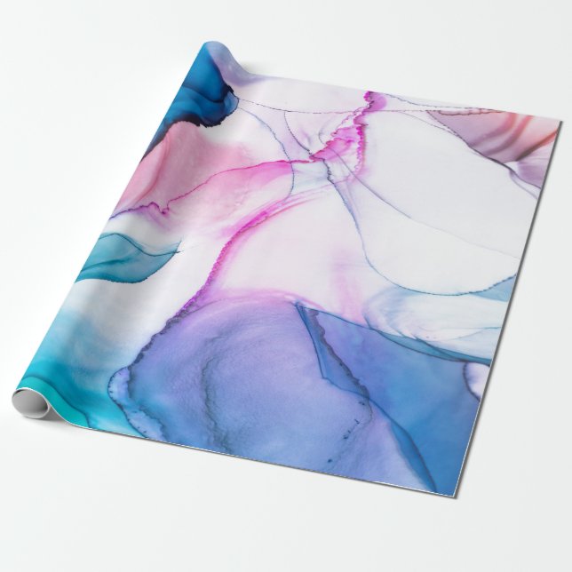 Flowing watercolors abstract design wrapping paper (Unrolled)