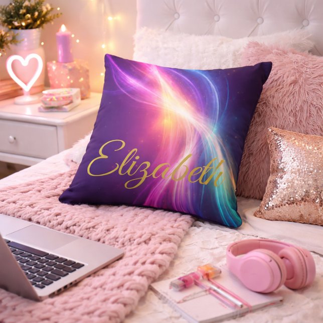 Flowing Waves of Colour Throw Pillow (Creator Uploaded)