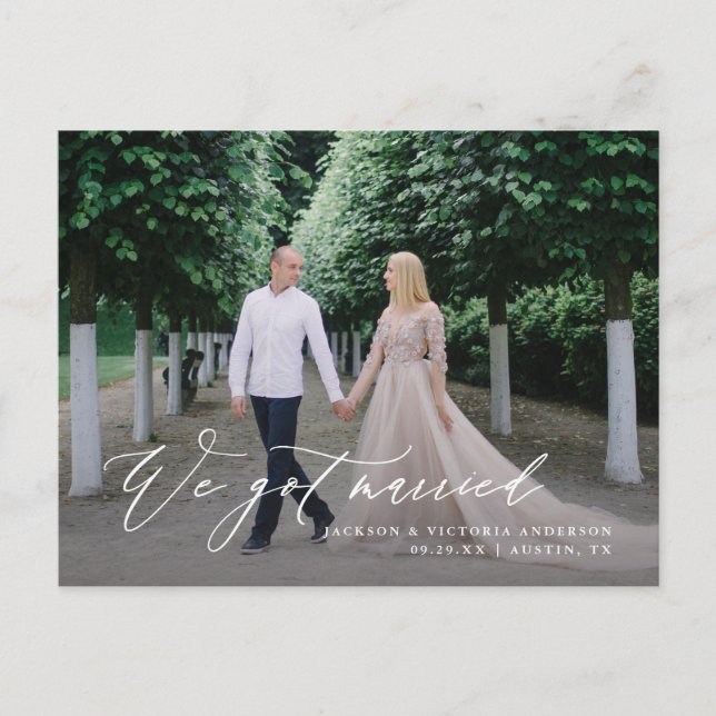 Flowing We Got Married Elopement Postcard (Front)